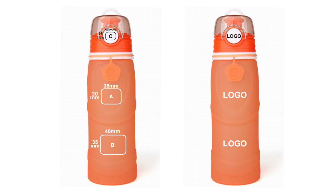 Foldable Silicone Water Bottle - Gray Black