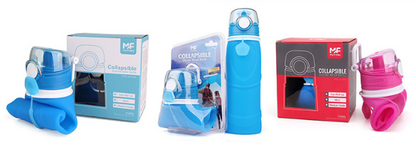 Foldable Silicone Water Bottle - Gray Black