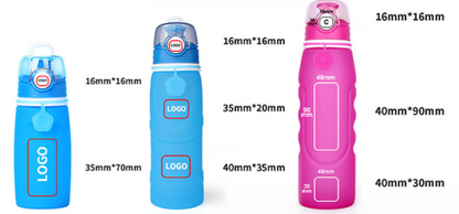 Foldable Silicone Water Bottle - Gray Black